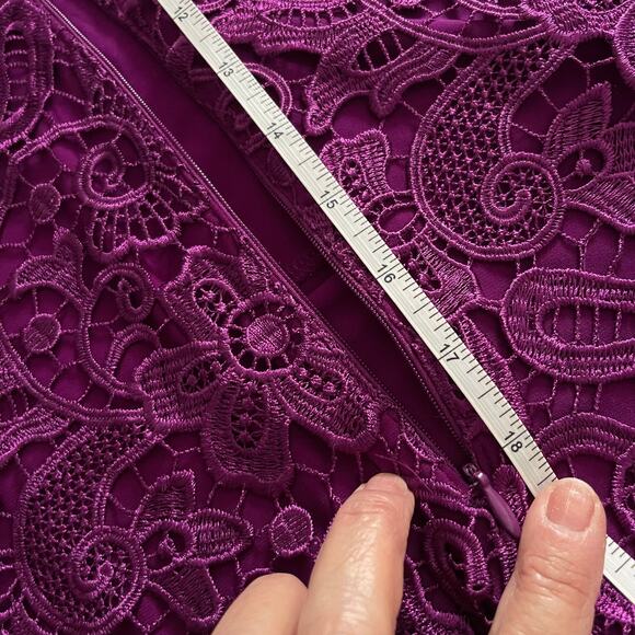 NWT Lauren Ralph Lauren Formal Sheath Lace Scalloped Hem Women's Dress Size 14 - Picture 8 of 12